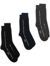 Paul Smith Pack Of Three Signature Stripe Cotton-blend Socks In Multicolor