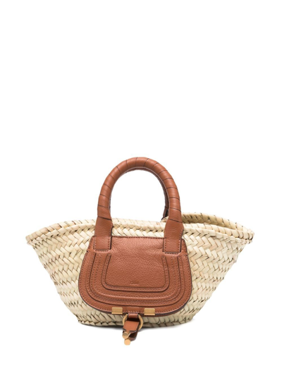 Chloé Marcie Raffia Basket Bag In Brown