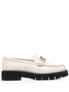 Ferragamo Women's Gancini Lug Sole Loafers In White