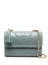 Tory Burch Fleming Convertible Leather Shoulder Bag In Blue