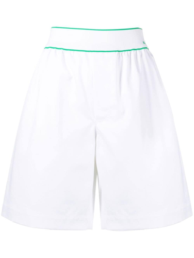 Bottega Veneta Logo-embroidered Wide-legged Shorts In White