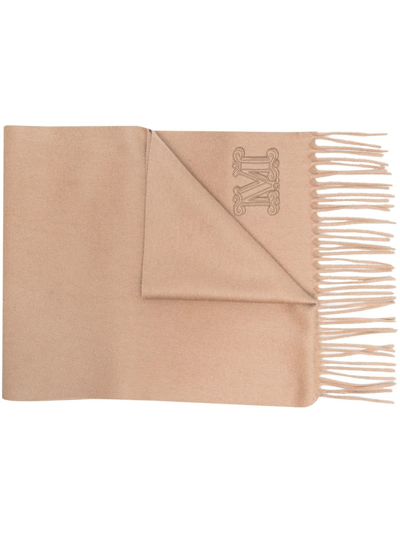 Max Mara Monogram Cashmere Scarf In Camel