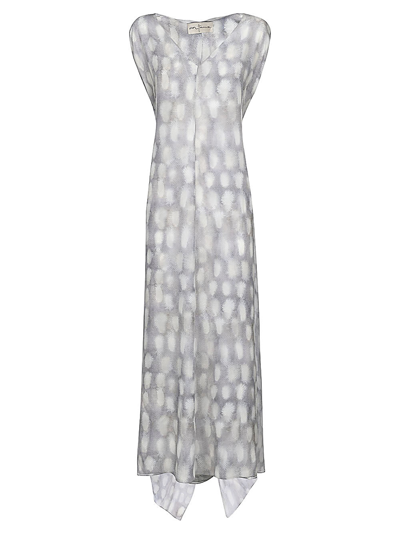 Cortana V-neck Long Silk Dress In Gris