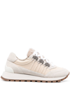 Brunello Cucinelli Shearling-trim Low-top Sneakers In Beige