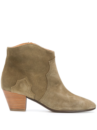 Isabel Marant Dicker Leather Boots In Grey