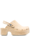 Xocoi Logo-embossed Slingback Platform Clogs In Beige