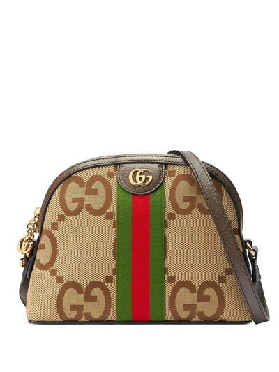 Gucci Ophidia Jumbo Gg Small Shoulder Bag In Brown