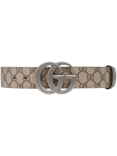Gucci Gg Marmont Leather Belt In Beige