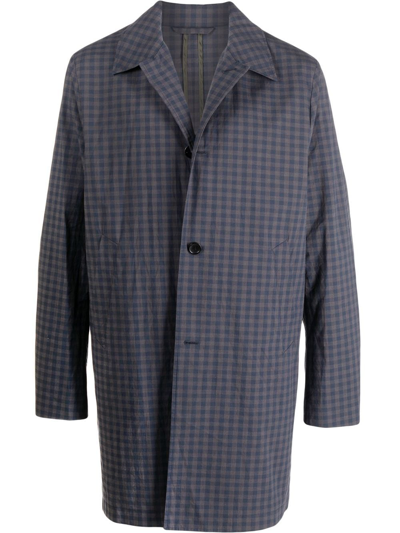 Ps By Paul Smith Single-breasted Check-print Coat In Blue