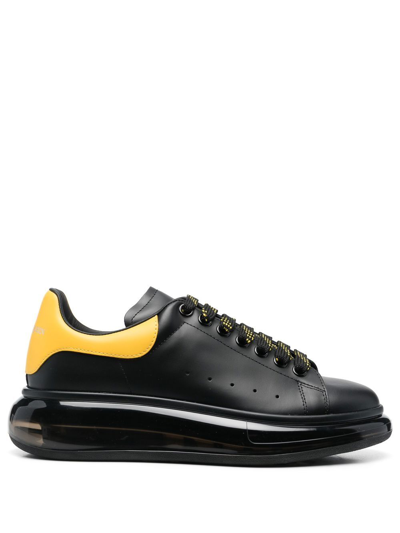Alexander Mcqueen Oversize Leather Sneakers In Black/ Pop Yellow