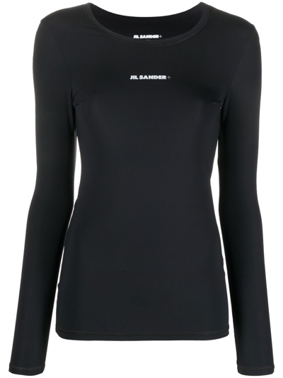 Jil Sander Logo-print Long-sleeve T-shirt In Black