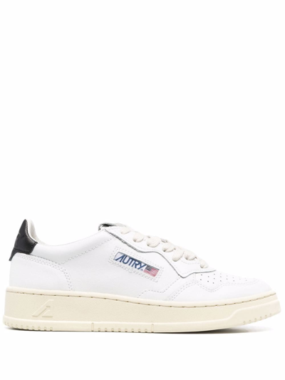 Autry White Leather Sneakers With Black Heel Tab