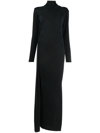Mm6 Maison Margiela Roll-neck Split-hem Stretch-woven Maxi Dress