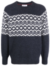 Brunello Cucinelli Intarsia-knit Wool-blend Jumper In Blue