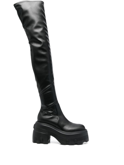 Casadei Thigh-high Platform Boots In Black