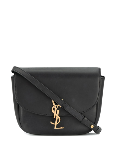 Saint Laurent Kaia Small Perforated Leather Shoulder Bag In Black
