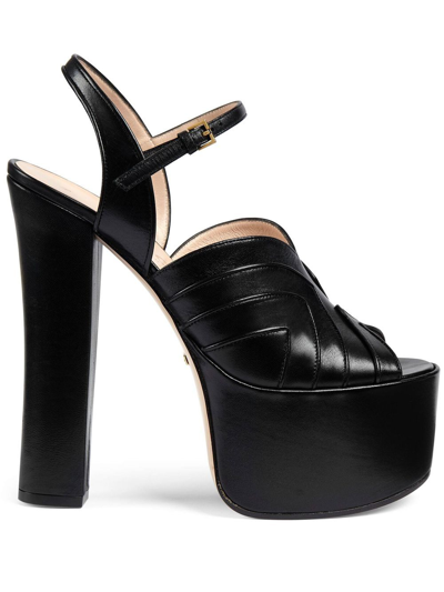 Gucci Open-toe Platform-sole Sandals In Nero.