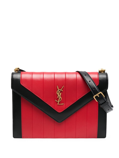 Saint Laurent Gaby Logo-plaque Medium Leather Shoulder Bag In Dk Cherry/nero