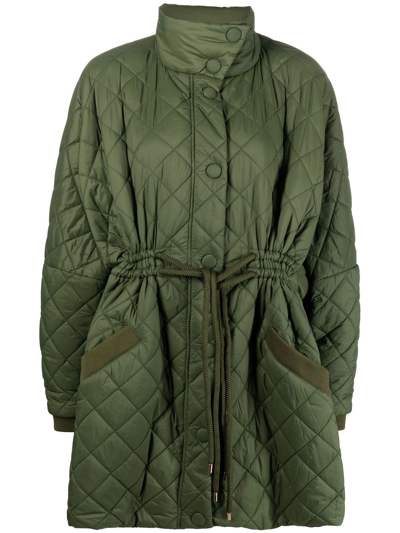 Semicouture Quilted Down Jacket In Green