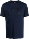 Ea7 Logo Cotton T-shirt In Blue