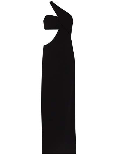 Monot Long One-shoulder Side Slit Silk Dress