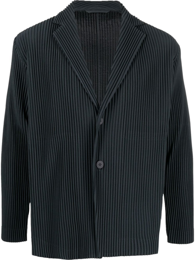 Issey Miyake Single-breasted Pleated Jacket In Grey