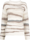 Fabiana Filippi Stripe Patterned Rib Knit Sweater In Grey