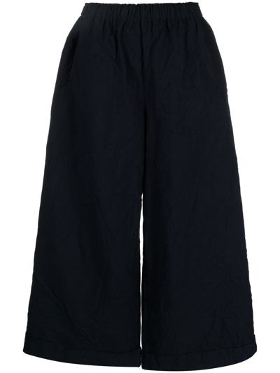 Daniela Gregis Wide-leg Cropped Cotton Trousers In Blue