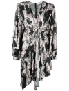 Iro Nirveli Pleated Printed Satin Mini Dress