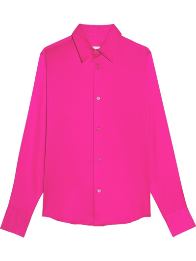 Ami Alexandre Mattiussi Long-sleeved Silk Shirt In Pink