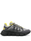 Versace Trigreca Sneakers In Grey Suede And Leather In Grey