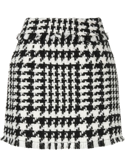 Dolce & Gabbana Houndstooth A-line Mini Skirt In Grey