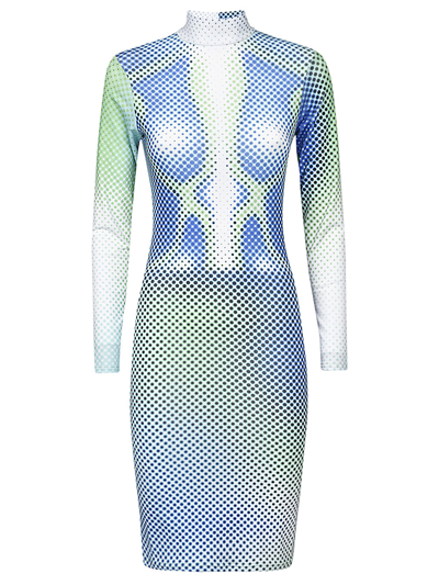 Sinead Gorey Digitally Print Fitted Short Dress In Blue