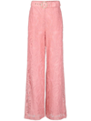 Zimmermann Kaleidoscope Lace Wide-leg Pants In Pink