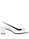 Valentino White Vlogo Chain 50 Leather Slingback Pumps In White