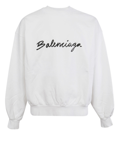 Balenciaga White Logo Cotton Sweatshirt