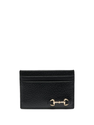 Gucci Horsebit Leather Card Case In Black