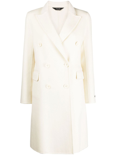 Palto' Wool Blend Double-breasted Coat In White