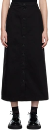 RAF SIMONS BLACK BUTTON MIDI SKIRT