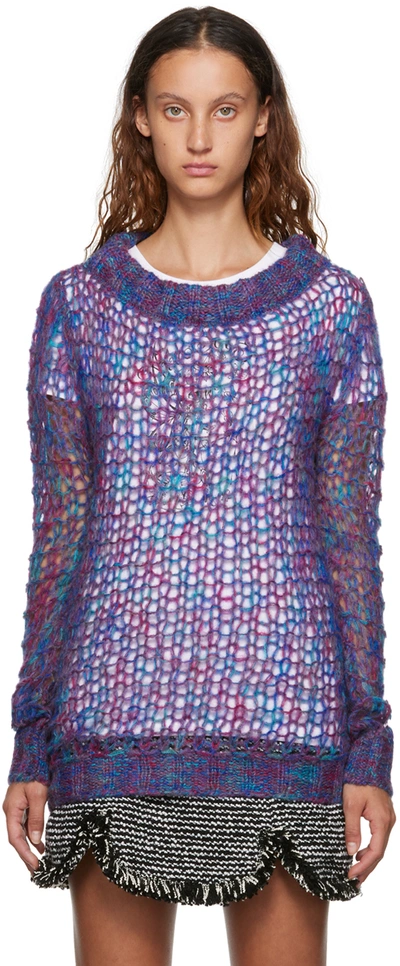 Anna Sui Multicolor Boatneck Jumper In Orchid