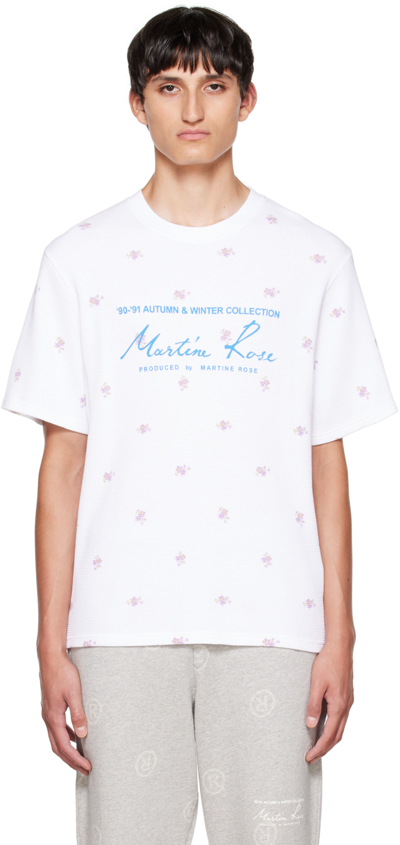 Martine Rose Waffled Jersey T-shirt With Floral Print In White