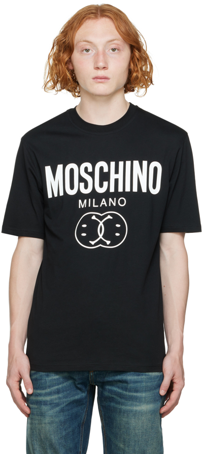 Moschino Double Smile Logo印花t恤 In Black