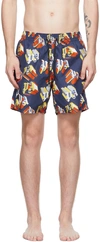Palm Angels X Vilebrequin Logo-print Swimming Shorts In Bleu Jean