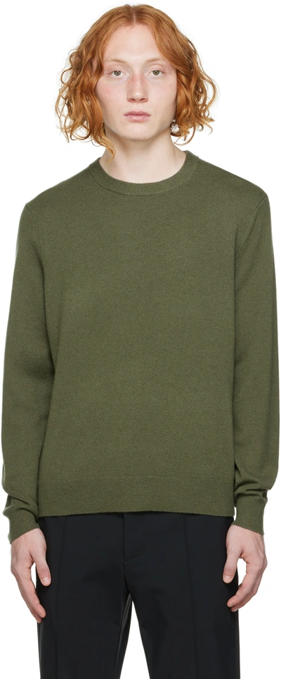 Theory Crew-neck Cashmere Pullover Jumper In Olive Branch