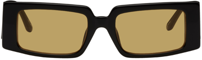 Linda Farrow Black Magda Butrym Edition Rectangular Sunglasses In Black/ Gold/ Orange