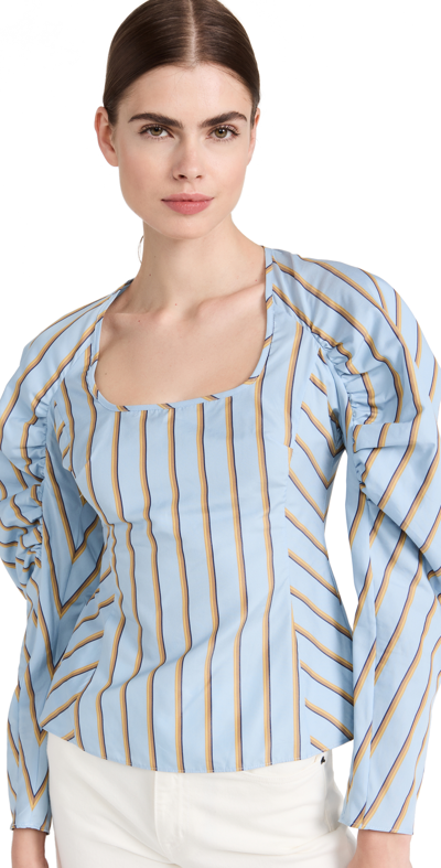 Aknvas Karini Puff-sleeve Top In Fog