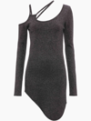 Jw Anderson Cutout Lurex Knit Asymmetric Mini Dress In Grey