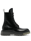 Off-white Sponge-sole Leather Combat Boots In Black
