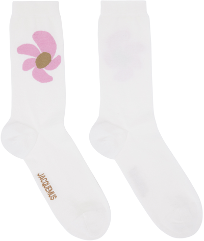 Jacquemus Beige Le Papier 'les Chaussettes Fleurs' Socks In Beige,flower