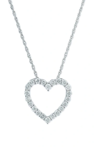 Effy Sterling Silver Pavé Diamond Heart Pendant Necklace In White